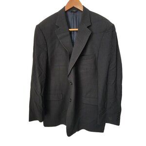 Men's Brooks Brothers 346 Stretch Suit Jacket Blazer Black Pin Stripe 46R